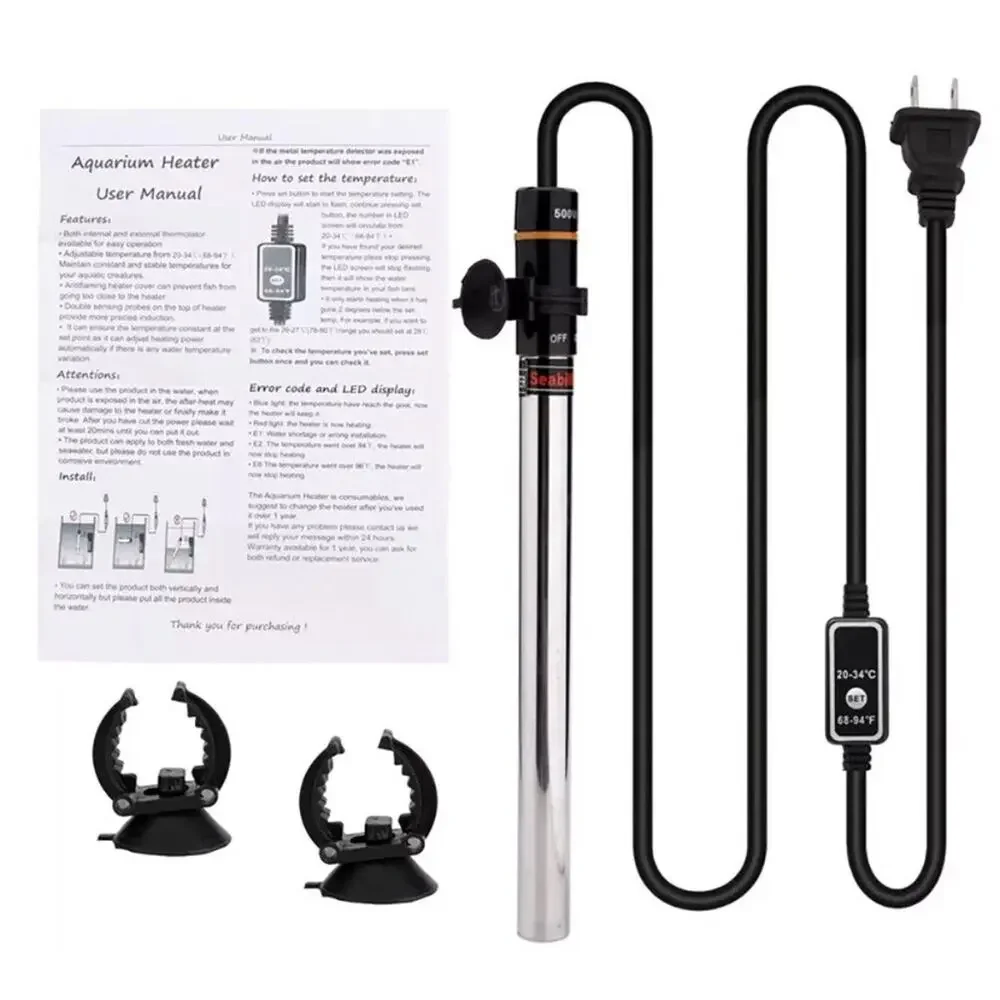 500w Anti Explosion Aquarium Heater With Alarm